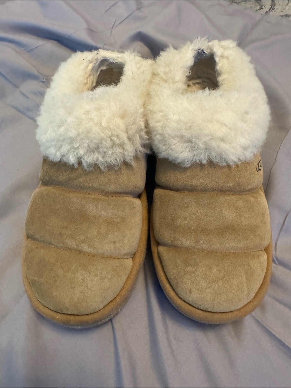 UGG Kids Chestnut Suede Slipper with Cream Shearling Cuff